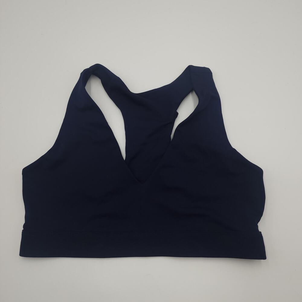 Fabletics On-The-Go Midi Medium Impact Sports Bra in Navy Size L